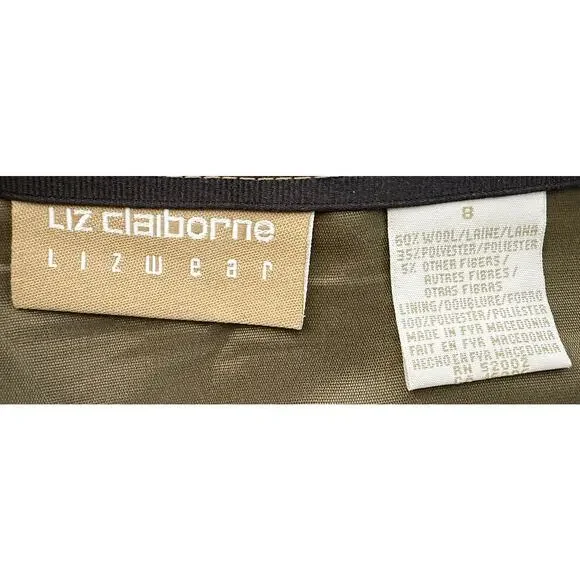 Vintage Liz Clairborne Lizwear Women's Pencil Wrap Wool Midi Skirt Plaid Fringe - Picture 7 of 7